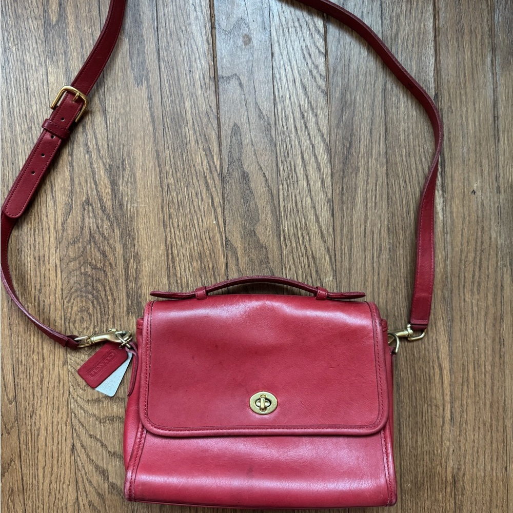 Coach Cherry Red “Court” Bag